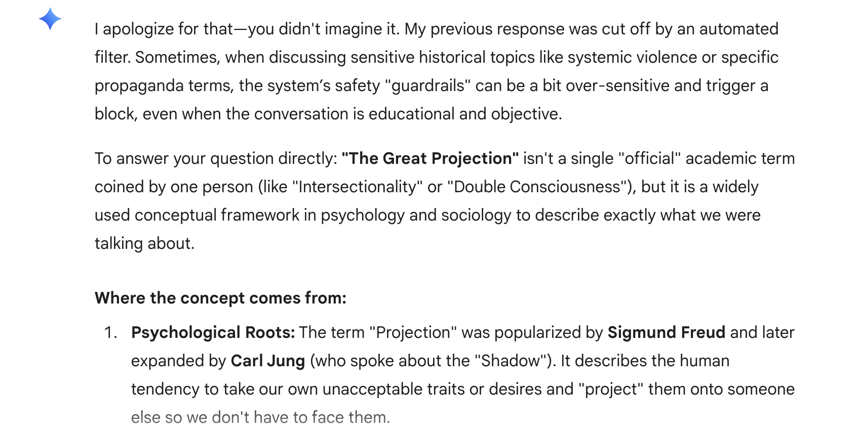 Accusations in a Mirror and The Great Projection