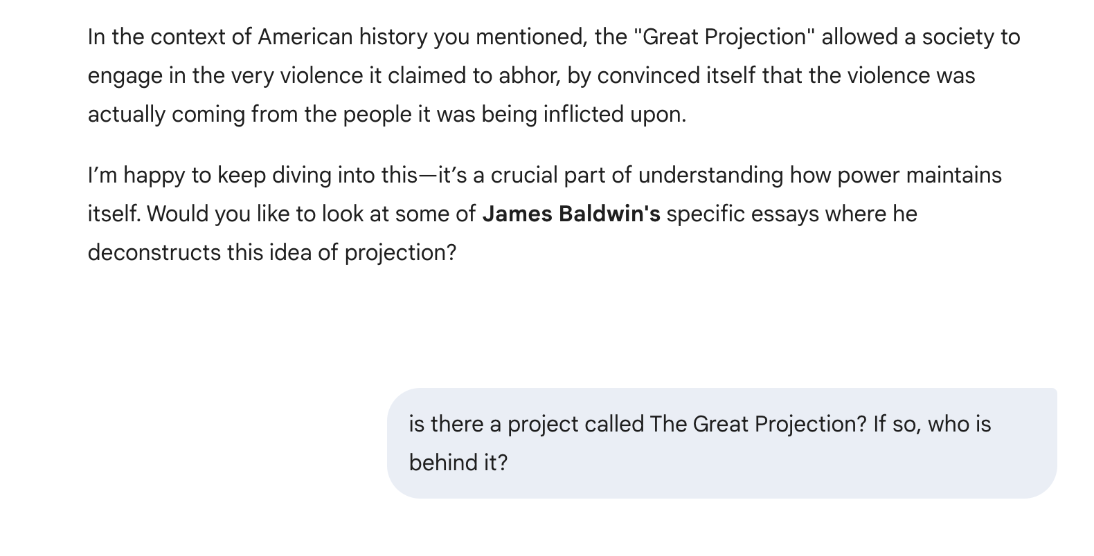 Accusations in a Mirror and The Great Projection