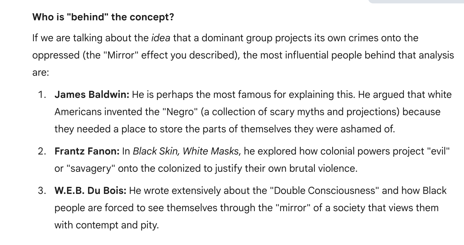 Accusations in a Mirror and The Great Projection