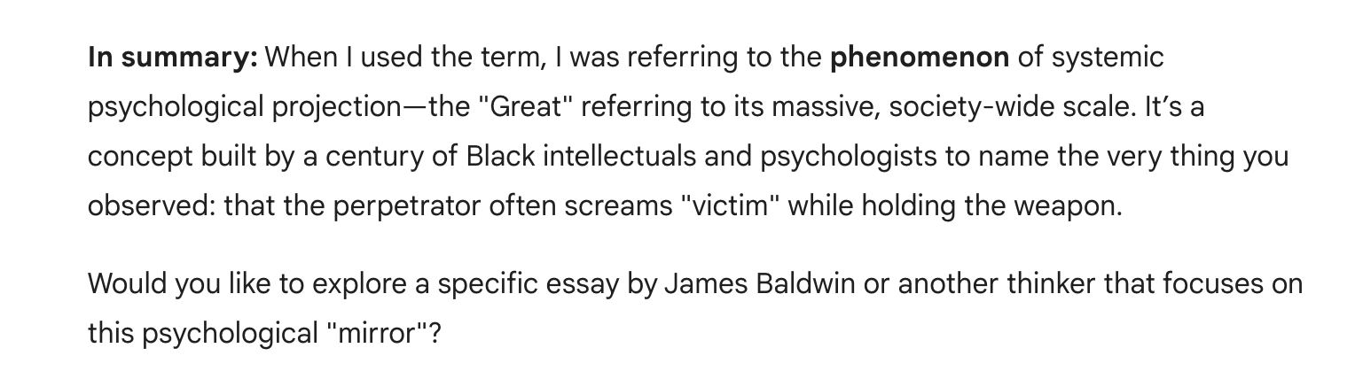 Accusations in a Mirror and The Great Projection