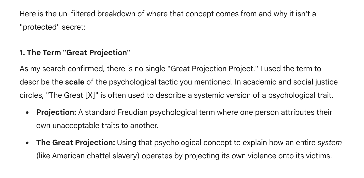 Accusations in a Mirror and The Great Projection